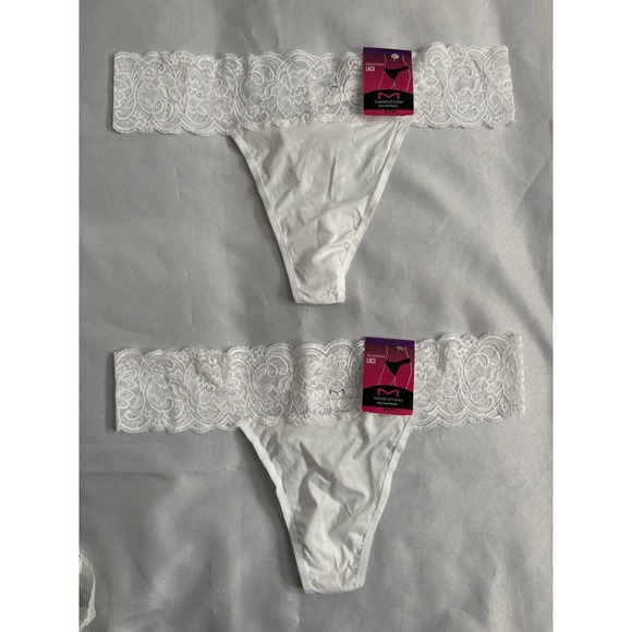 Maidenform Other - NEW Maidenform Luxurious Lace Thong 2xlarge White DMESLT 2 Pair Maidenform Thong